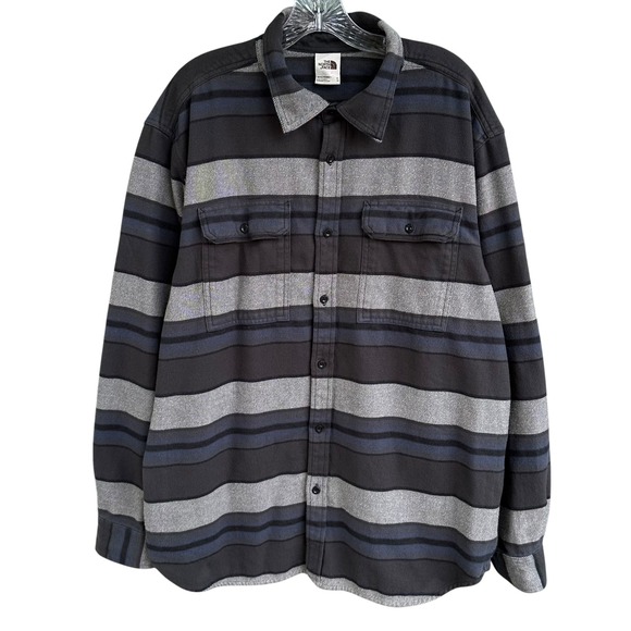 The North Face Other - The North Face Mens XL Arroyo Heavyweight Flannel Shirt Striped Grey Blue